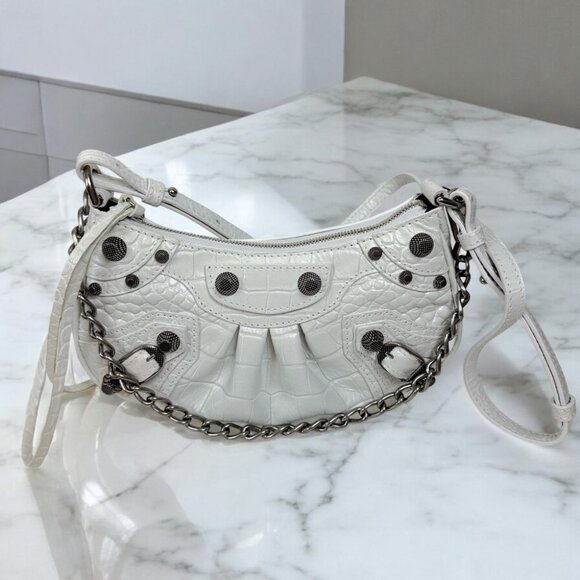 NWT Authentic Balenciaga Le Cagole Crocodile Embossed Mini Bag With Chain - Picture 3 of 15